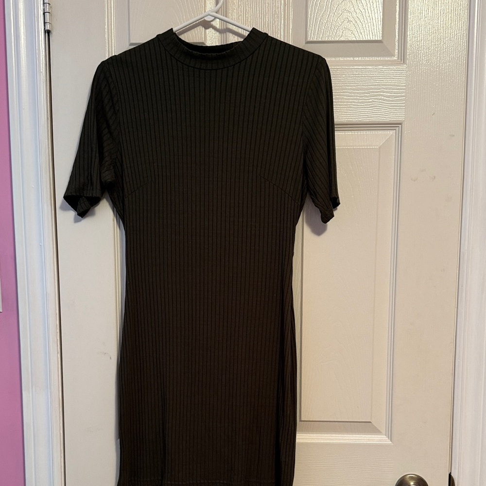 Revamped Black Ribbed Mini Dress